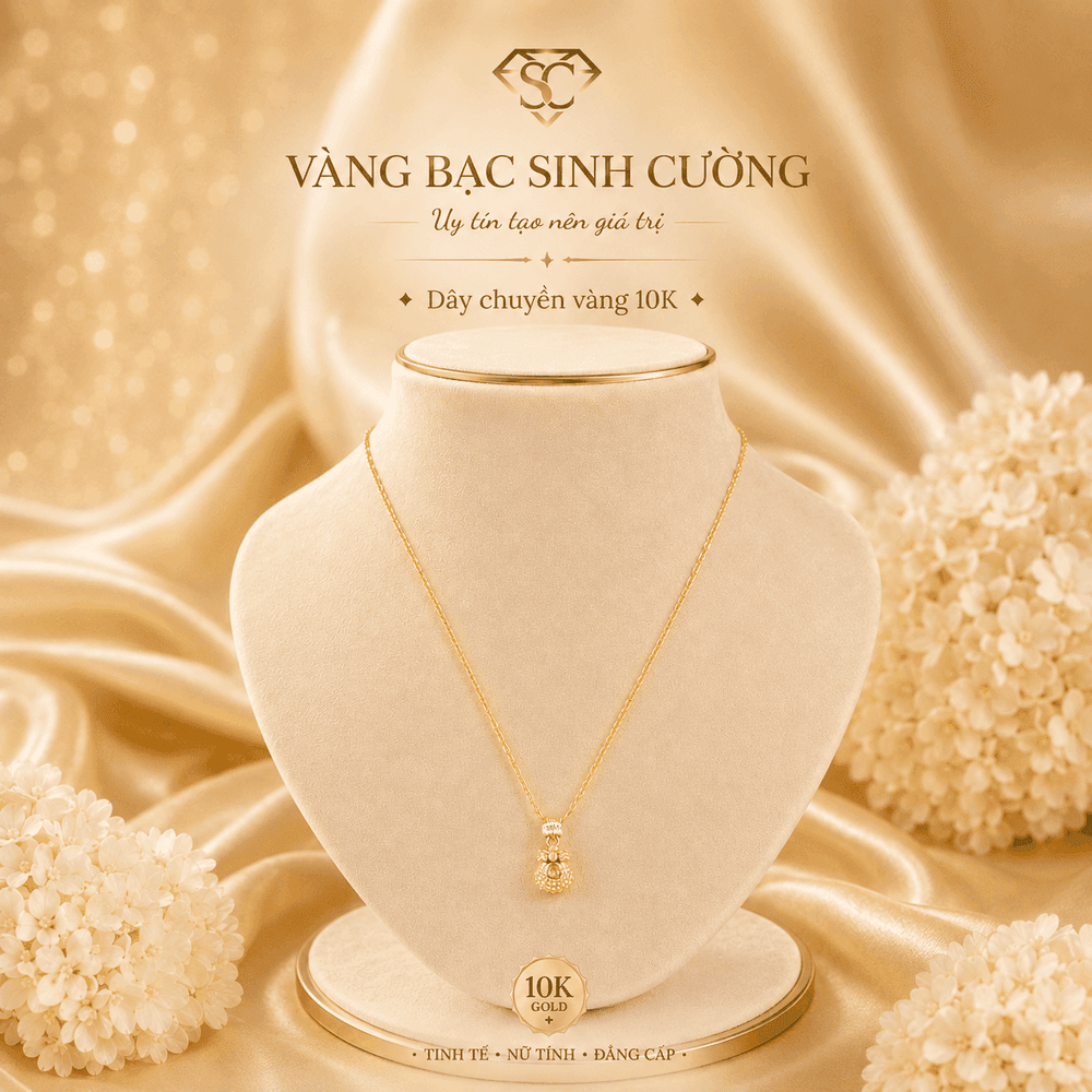 Vòng Cổ Vàng 10K Tú Cầu Mini Sang Trọng — Vàng tây 10K
