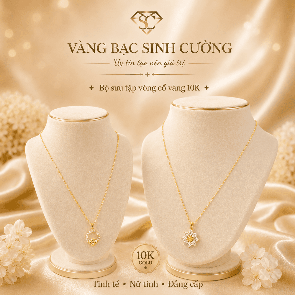 Bộ Sưu Tập Vòng Cổ Vàng 10K Hoa Ngọc — Vàng tây 10K
