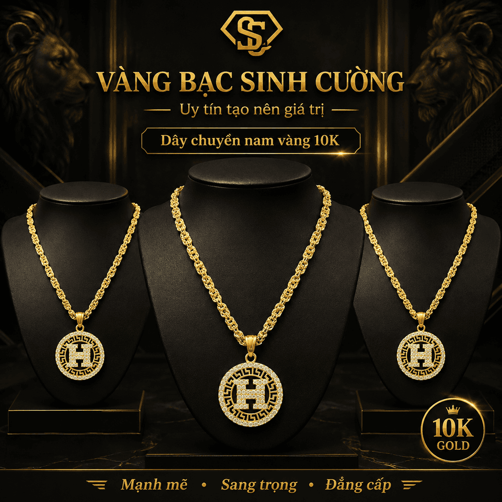 Dây Chuyền Nam Vàng 10K Hoàng Gia Chữ H — Vàng tây 10K