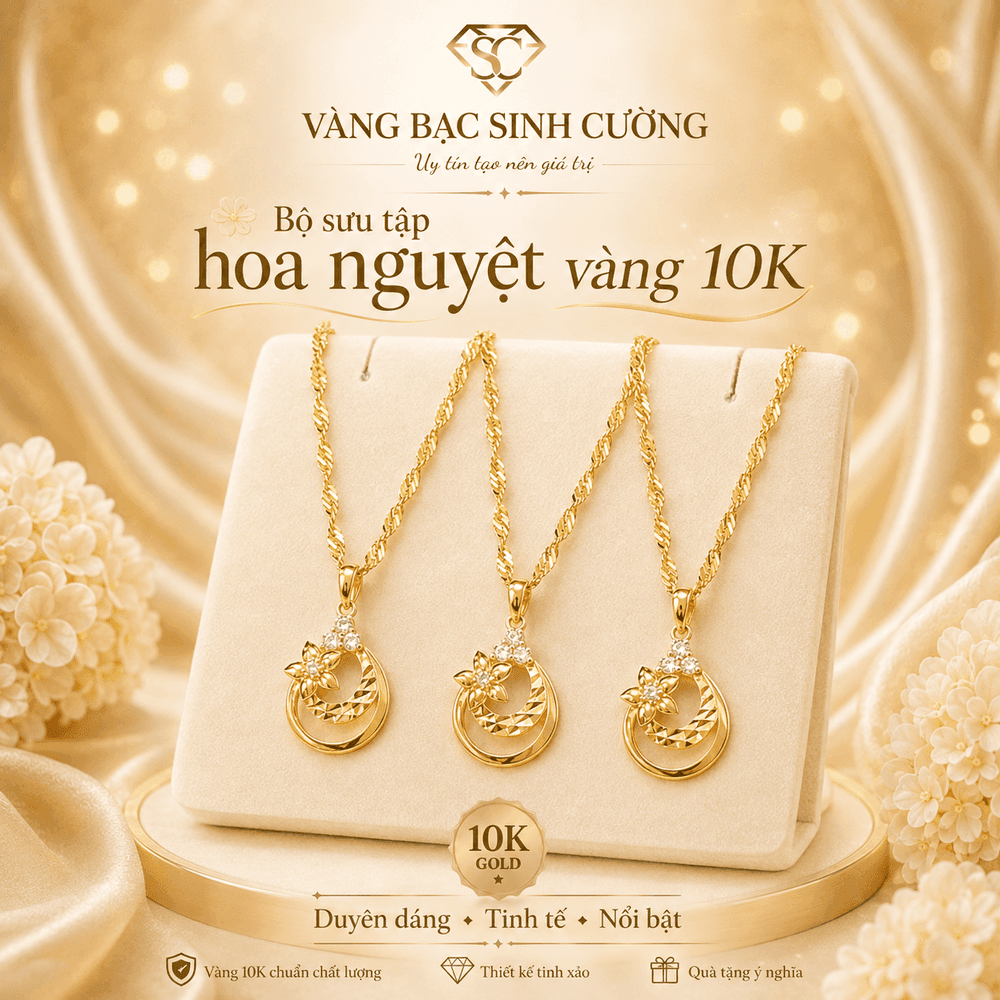 Vòng Cổ Vàng 10K Hoa Nguyệt — Vàng tây 10K