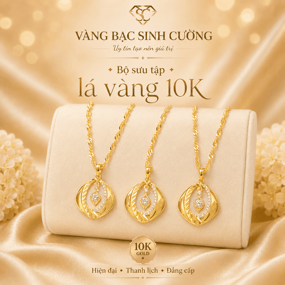 Vòng Cổ Vàng 10K Lá Vàng Thanh Tú — Vàng tây 10K