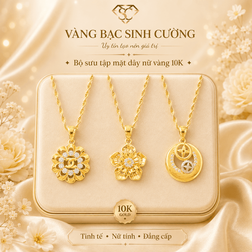 Bộ Sưu Tập Vòng Cổ Nữ Vàng 10K Hoa Viên — Vàng tây 10K